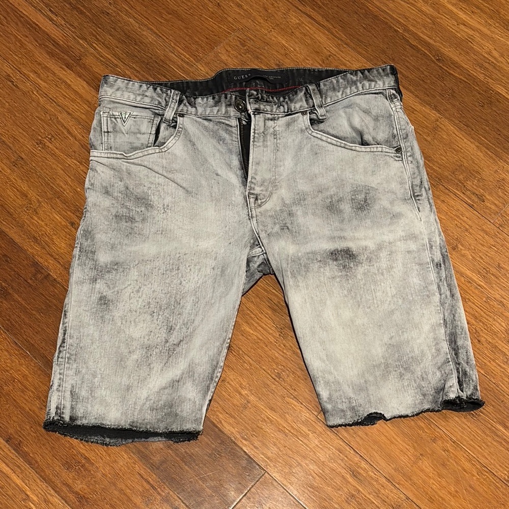 Guess Gray Jean Shorts with Distressed Style